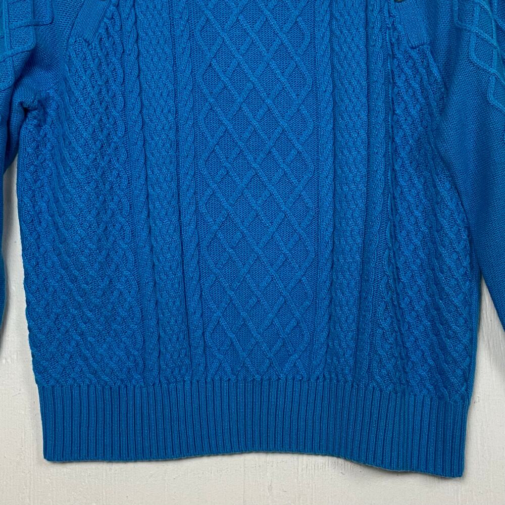 Talbots Women's Blue Mockneck Raglan Sleeve Cable Knit Sweater Size Large NWT - Picture 4 of 12